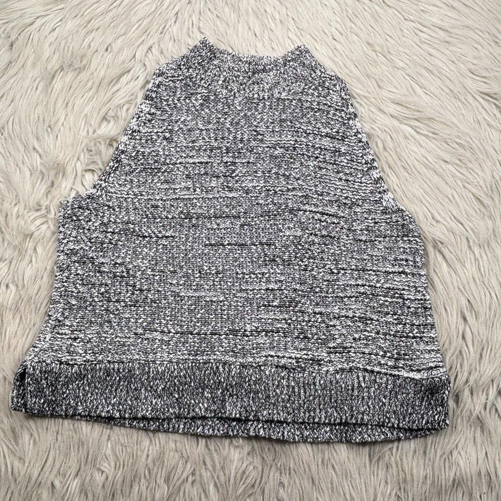 Gap Women's XS White Black Marled Mock Neck Cropped Sleeveless Sweater Vest